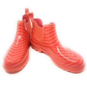 Women's Rubber Ankle Rain Boots, #3167, Orange-Red